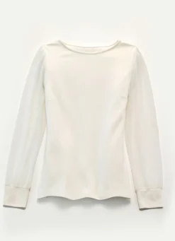 Shirt mit langen, plissierten Chiffonärmeln