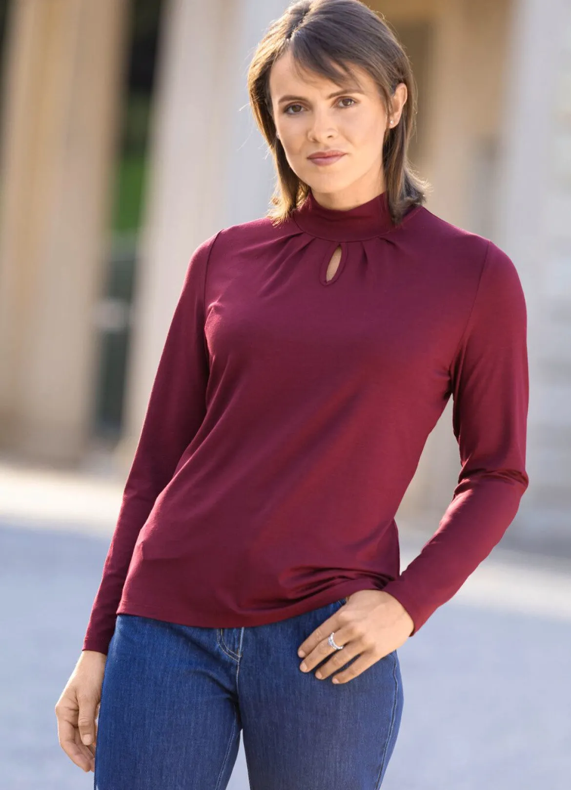 Shirt mit Stehkragen in 2 Farben