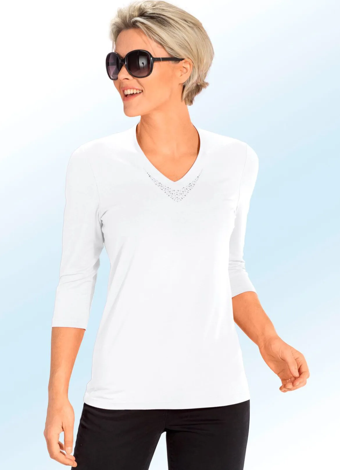 Shirt mit V-Ausschnitt in 5 Farben