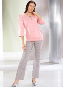 Shirtbluse mit durchgehender Knopfleiste in 2 Farben