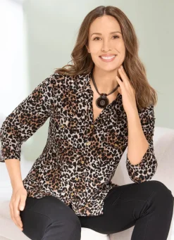 Shirtbluse mit Leo-Print