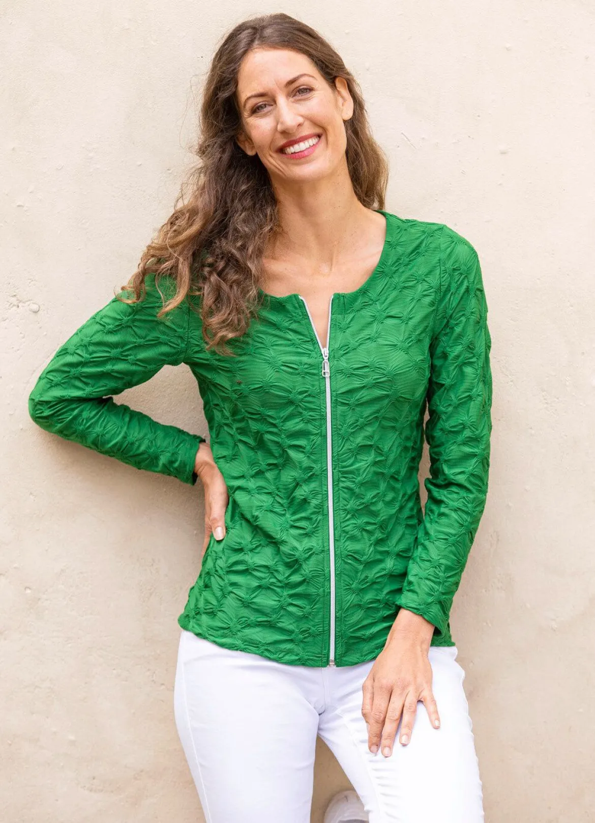 Shirtjacke mit durchgehendem Reißverschluss