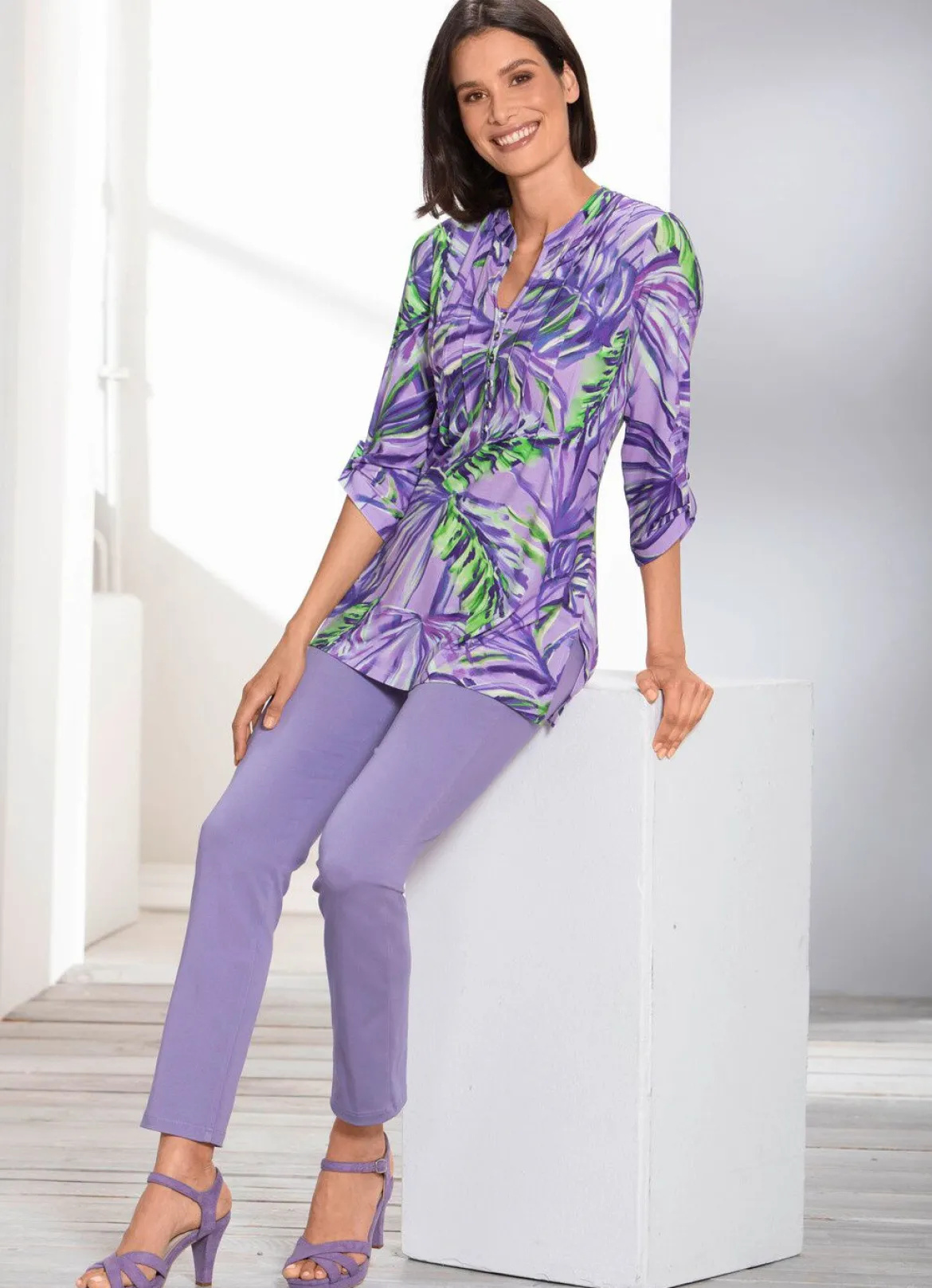 Shirt-Tunika mit farbbrillantem Druck