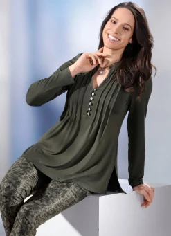 Shirt-Tunika mit Schmuckknopfleiste