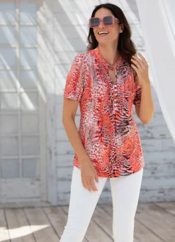 Shirt-Tunika mit Stehkragen