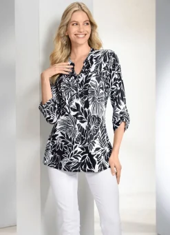 Shirt-Tunika mit Stehkragen