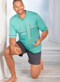 Shorty mit platziertem Druck und V-Ausschnitt