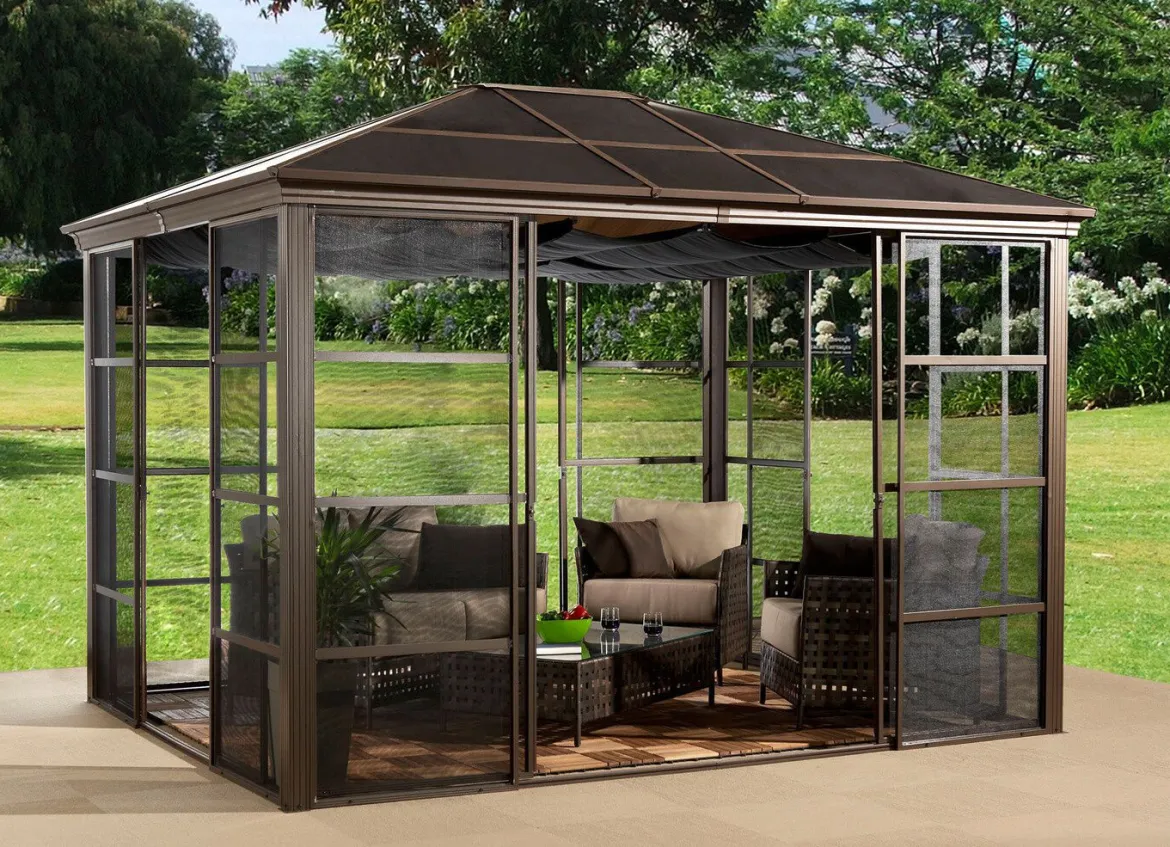 SOJAG Aluminium Pavillon Castel in edlem Bronzeton