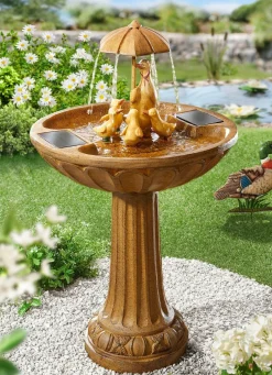 Solarbrunnen im edlen Bronzelook