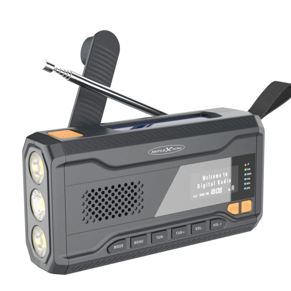 Solarkurbel-Radio mit DAB+ und UKW-Tuner