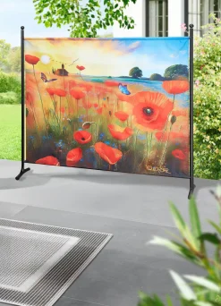Stellwand mit Mohnblumen-Motiv