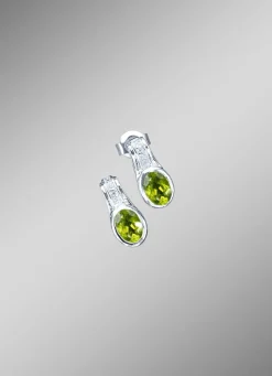 Strahlende Ohrstecker mit echt Peridot und synth. Zirkonia