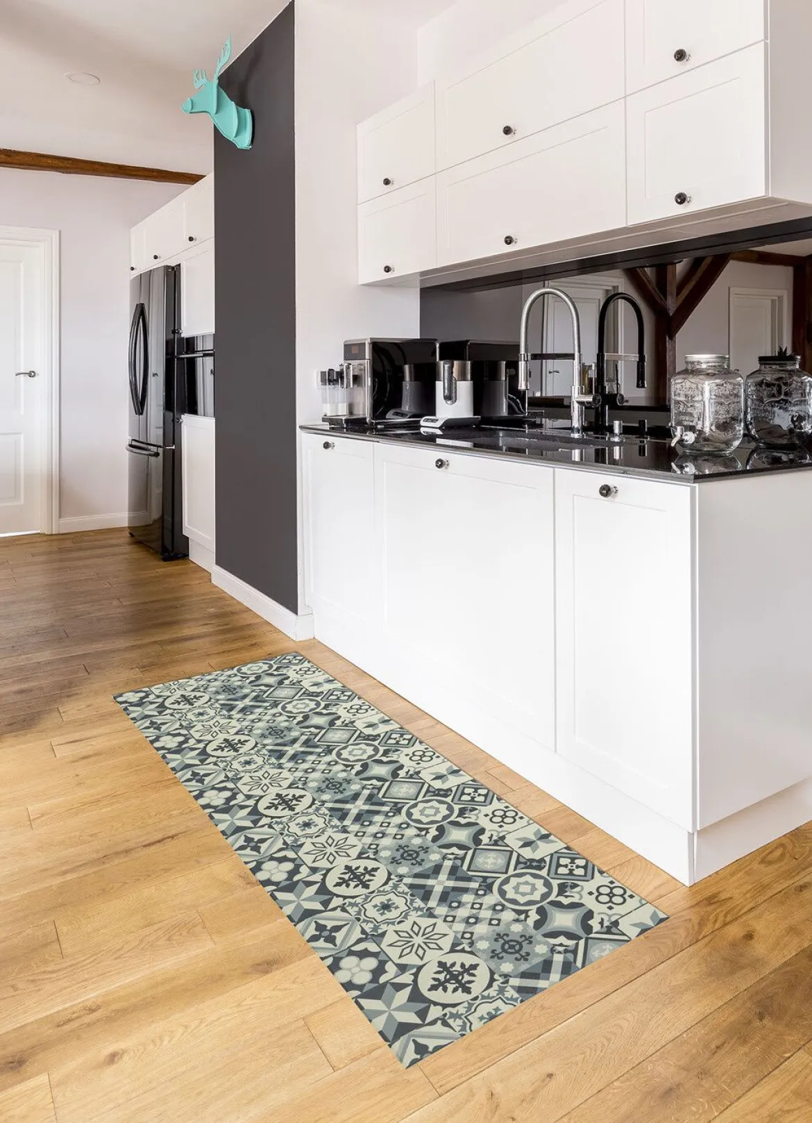 Strapazierfähiger Küchenläufer und -teppich im Fliesen-Design