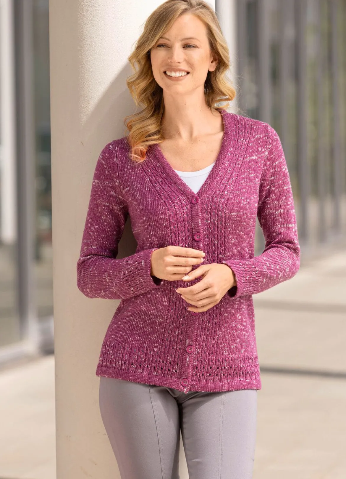 Strickjacke aus Melangegarn