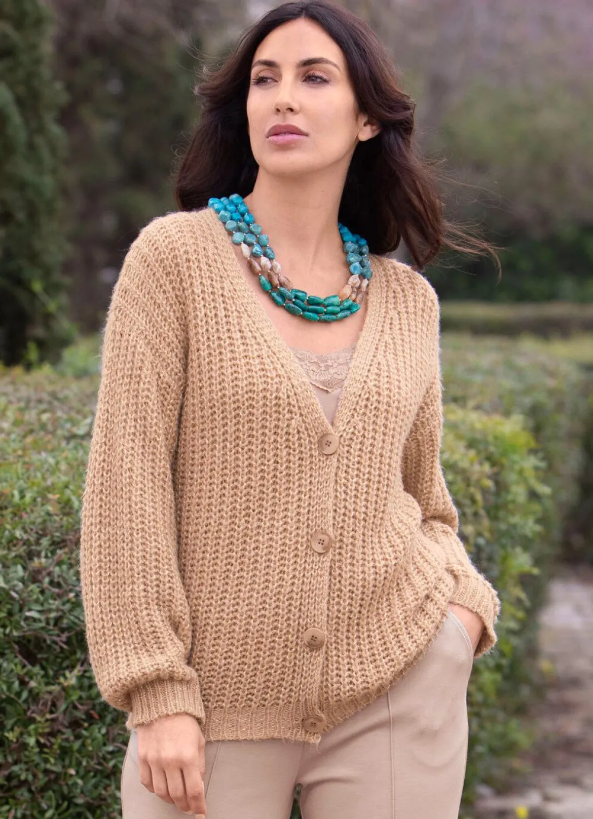 Strickjacke mit Paillettengarn