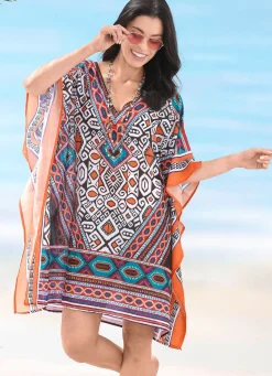 Sunflair Tunika mit platziertem Druckdessin, leicht transparent