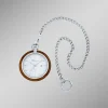 Taschenuhr mit Walnuss und Edelstahl Gehäuse