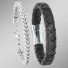 2-teiliges Armband-Set aus Edelstahl und Leder