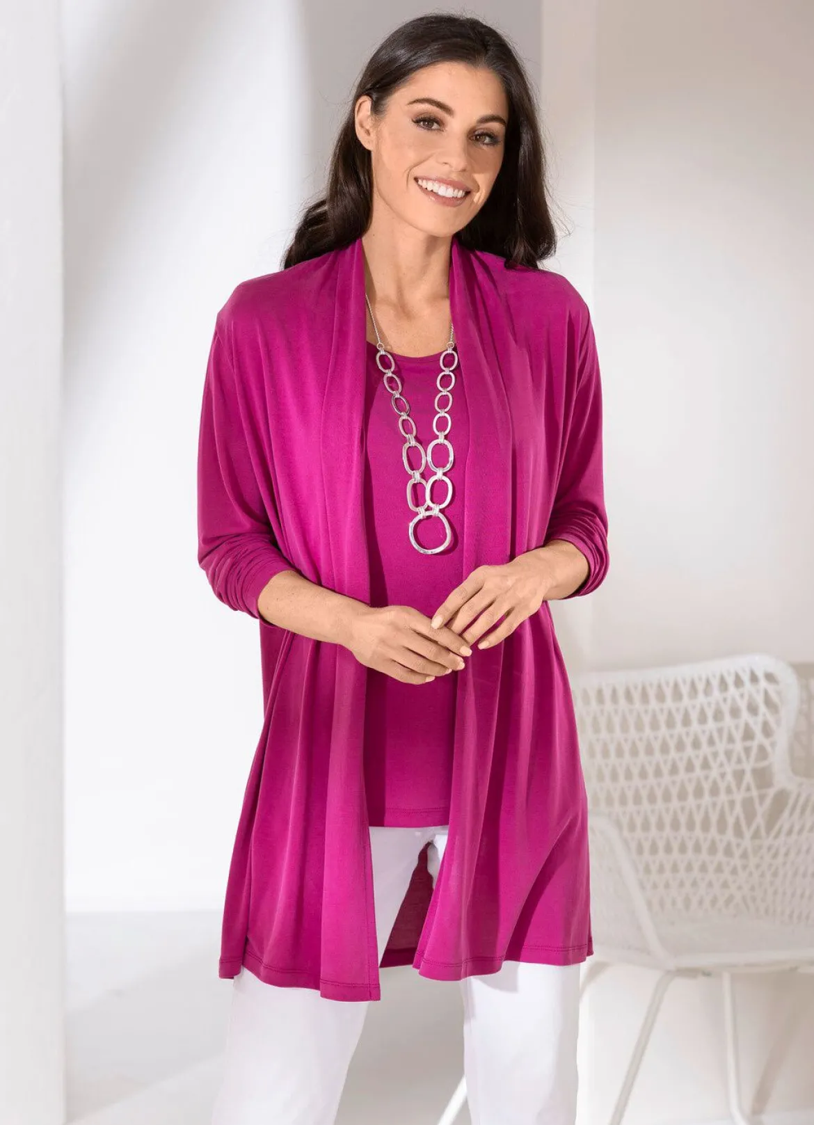 2-teiliges Set bestehend aus Shirtjacke und Trägershirt
