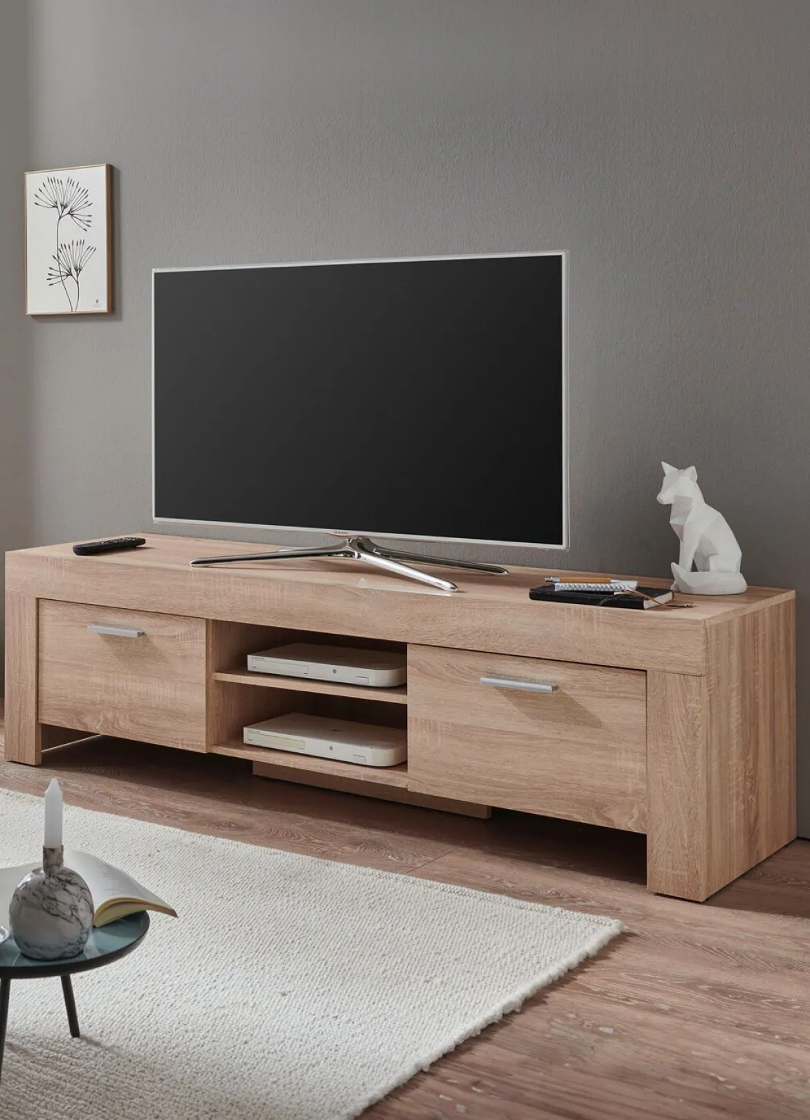 TV-Longboard mit Griffen in Aluminium-Optik
