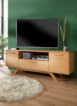 TV-Longboard mit massiven Holzbeinen und Holzgriffen
