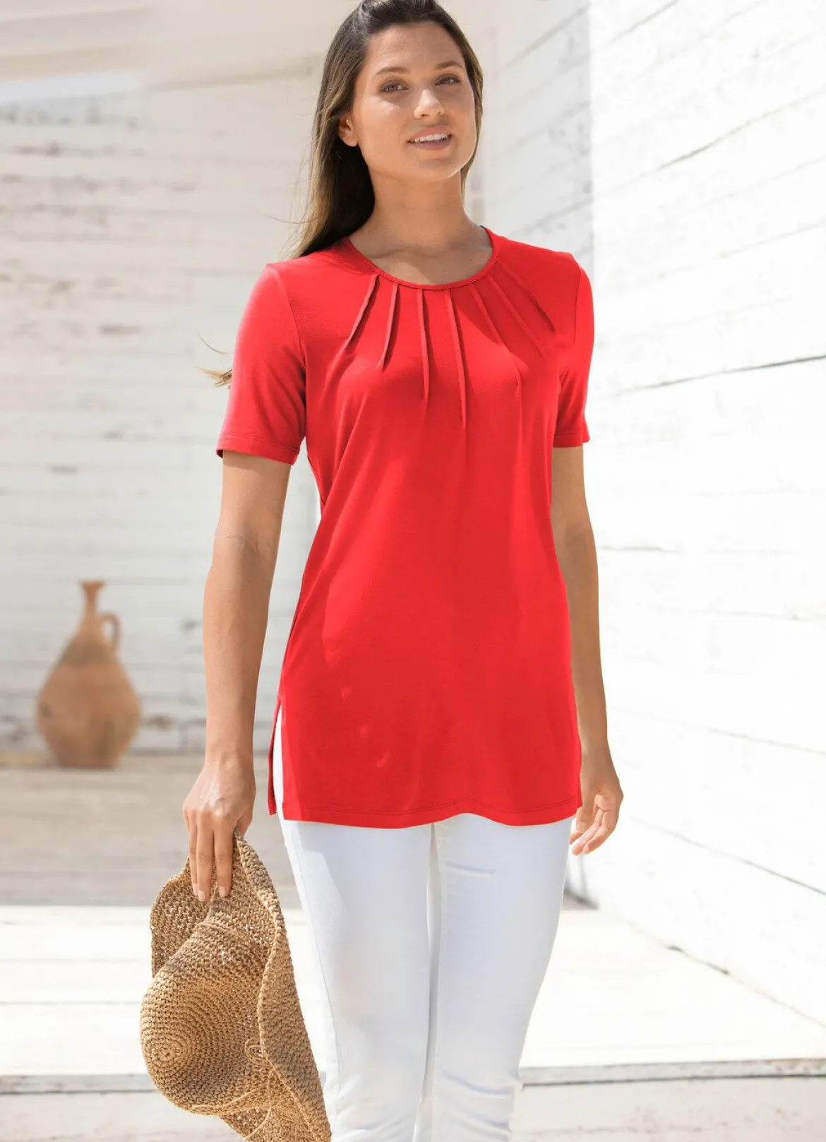 Unifarbene Shirt-Tunika