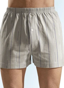 Viererpack Boxershorts, mit Eingriff, uni gestreift