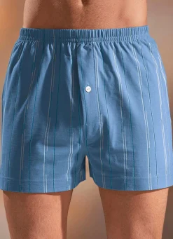 Viererpack Boxershorts, mit Eingriff, uni gestreift