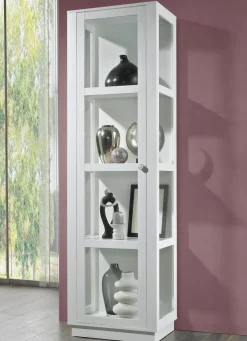 Vitrine mit Aluminiumknöpfen in Gold-Optik