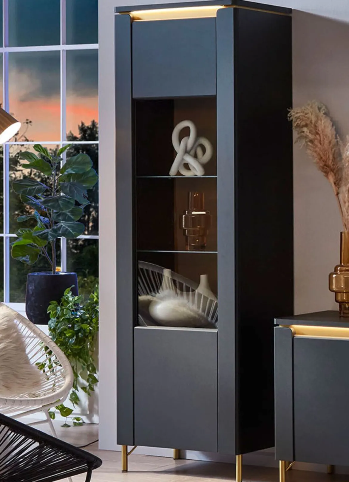 Vitrine mit LED-Beleuchtung und Softclose
