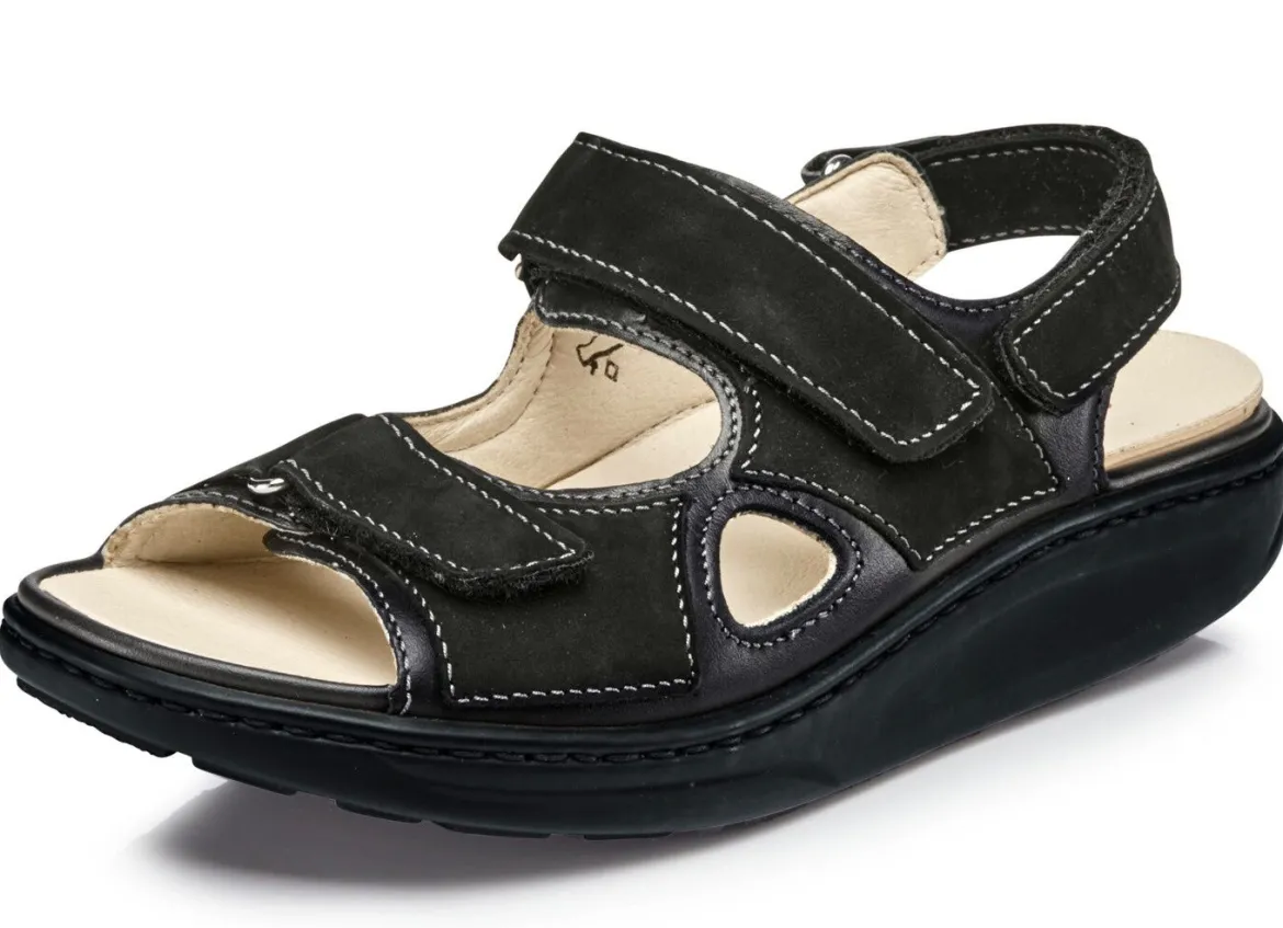 Waldläufer, bequeme Damen-Sandalen, Weite H, mit herausnehmbarem Fußbett