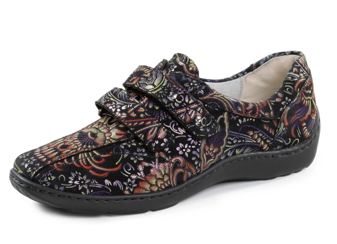 Waldläufer, bequeme Damen-Slipper, Weite H, mit herausnehmbarem Fußbett