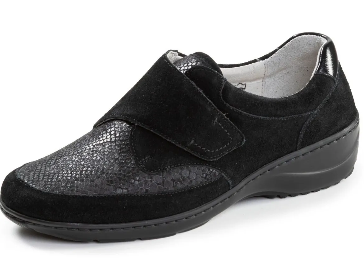 Waldläufer, bequeme Damen-Slipper, Weite K, mit herausnehmbarem Fußbett