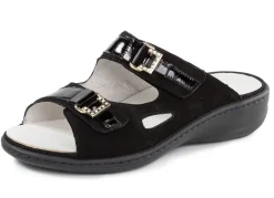 Waldläufer Pantolette mit Metallschmuck mit Glitzersteinchen