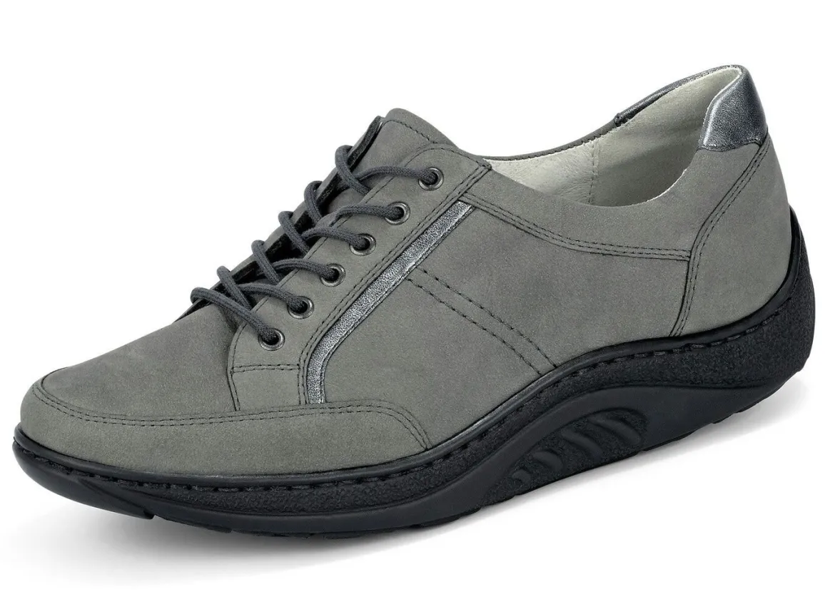 Waldläufer Schnürschuh mit edlen Metallicleder-Einsätzen