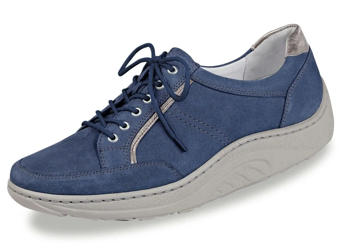 Waldläufer Schnürschuh mit edlen Metallicleder-Einsätzen