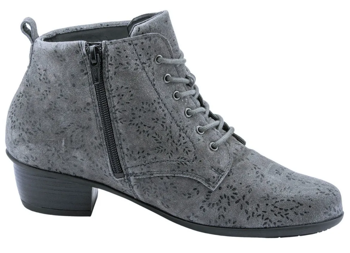 Waldläufer Schnür-Stiefelette mit floraler Prägung