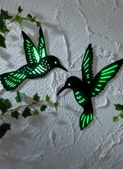 Wanddeko "Kolibri" 2er-Set nachtleuchtend