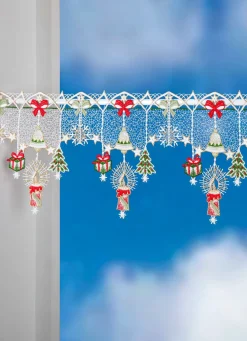 Weihnachtliche Stangendekoration aus echter Plauener Spitze