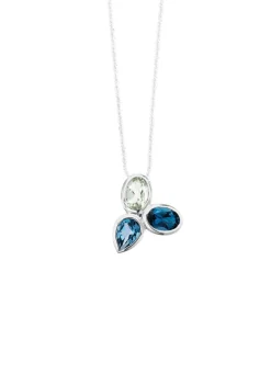 Zeitlose Eleganz Anhänger mit Blautopasen und echt grünem Amethyst