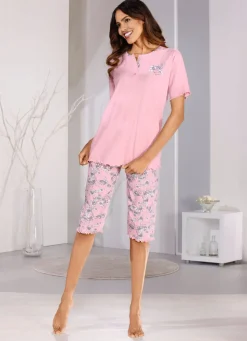 Zweierpack Schlafanzüge mit kurzen Ärmeln und wadenlanger Hose